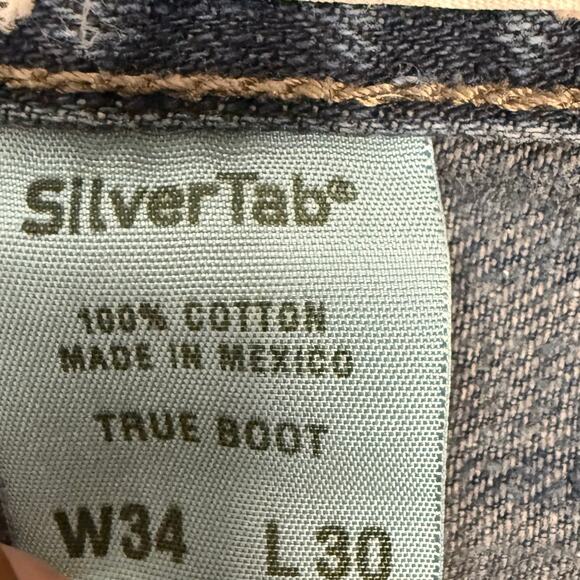 Y2K Levi's SilverTab 34X28 True Boot Jean Distressed Crop 90s Grunge Vintage Dad - Picture 7 of 11